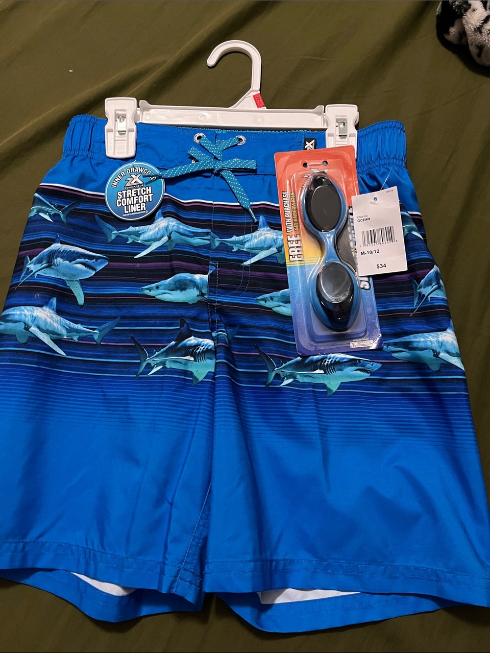 ZeroXposur Boys Blue Shark Swim Trunks
